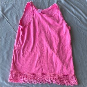 Pink Lace Trim Kids Tank Top